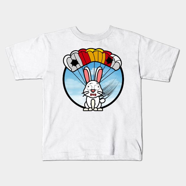 Silly white rabbit  has a broken parachute Kids T-Shirt by Pet Station